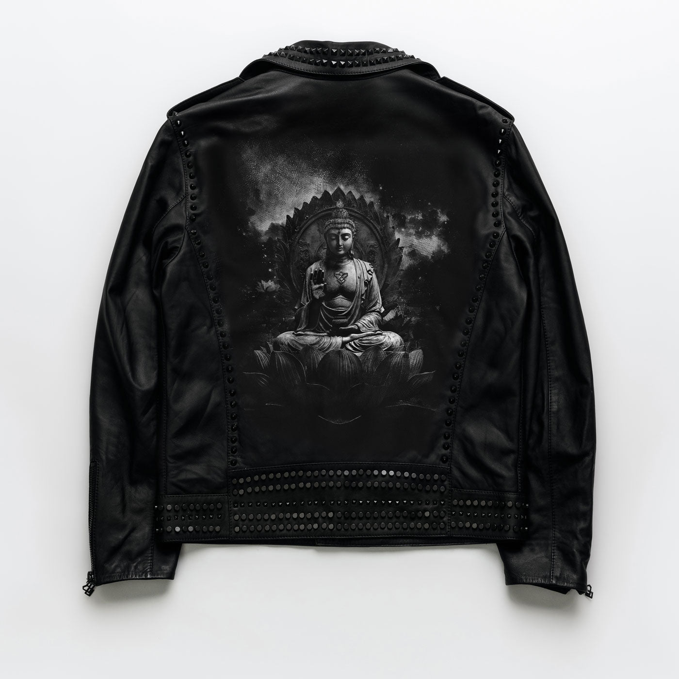 Buddha Studded Leather Jacket