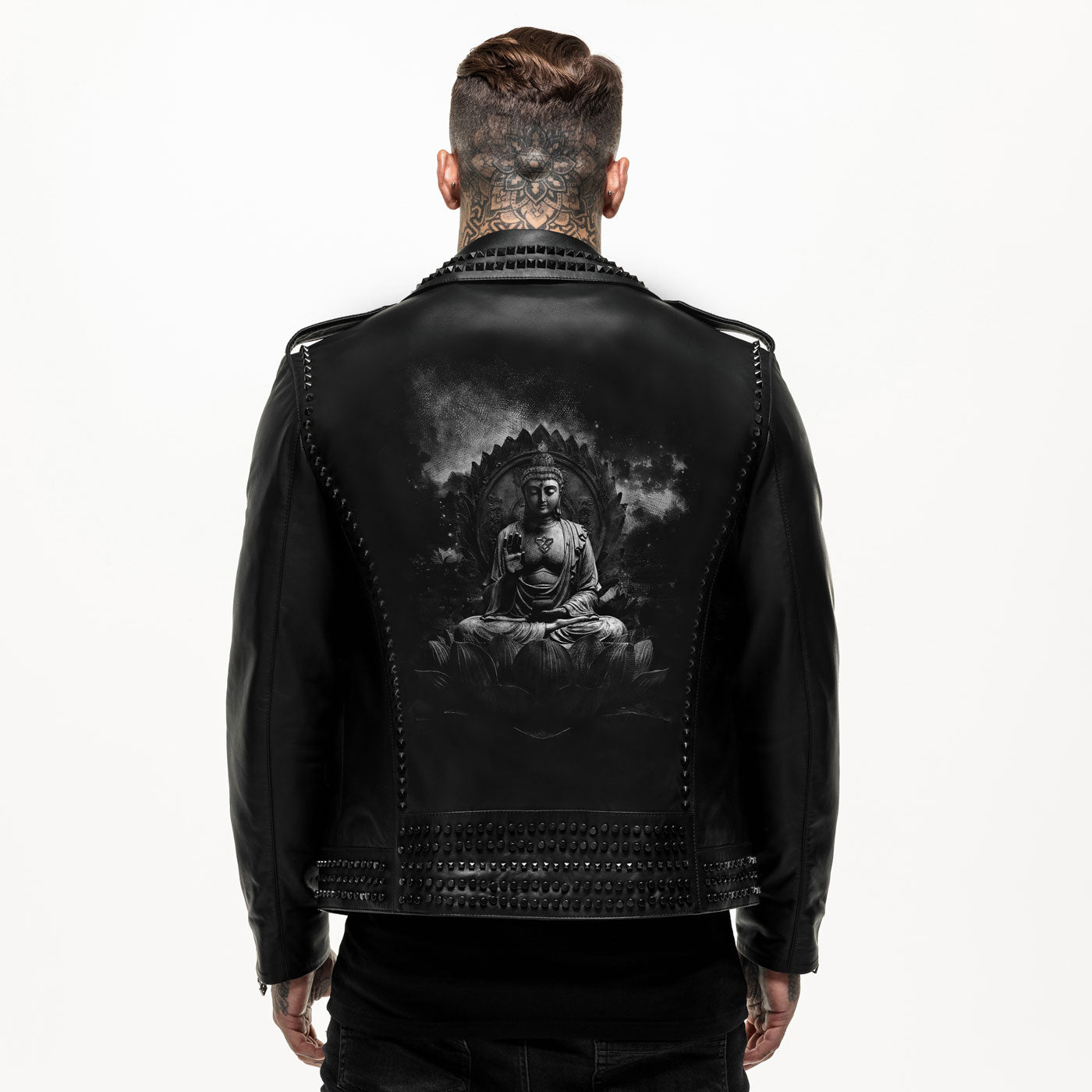 Buddha Studded Leather Jacket