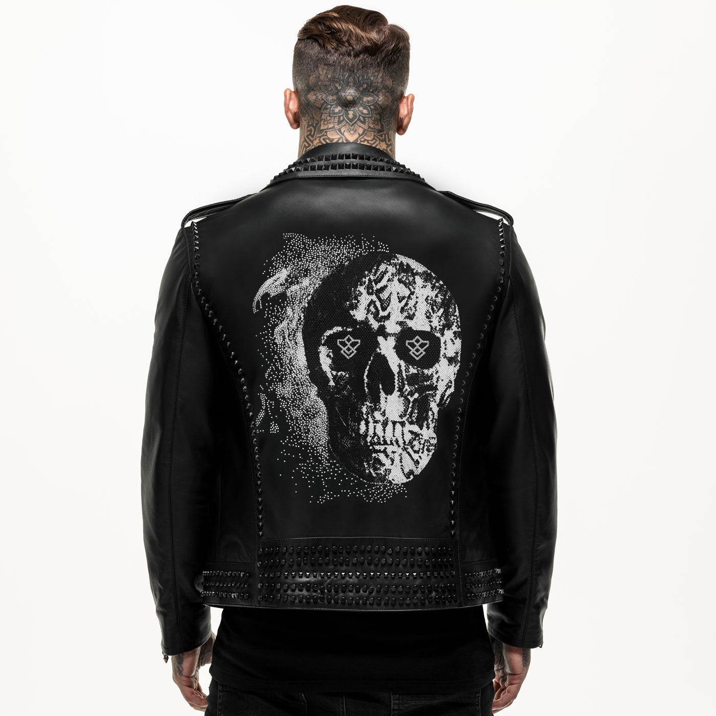 Embellished Skull Studded Leather Jacket – thevirtu
