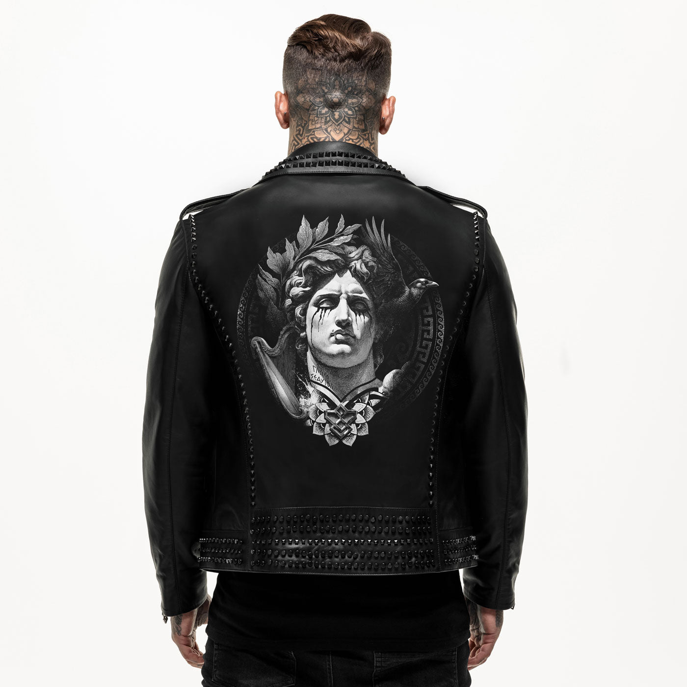 Veste en cuir cloutée imprimée Reincarnation