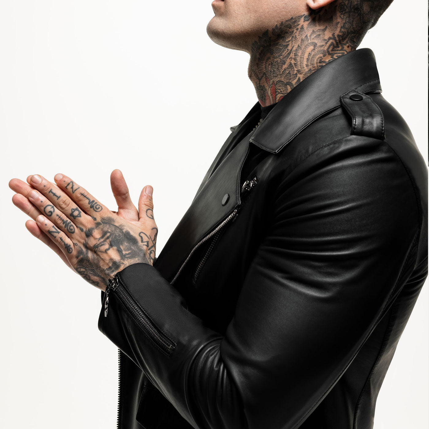 Veste en cuir à motif noir