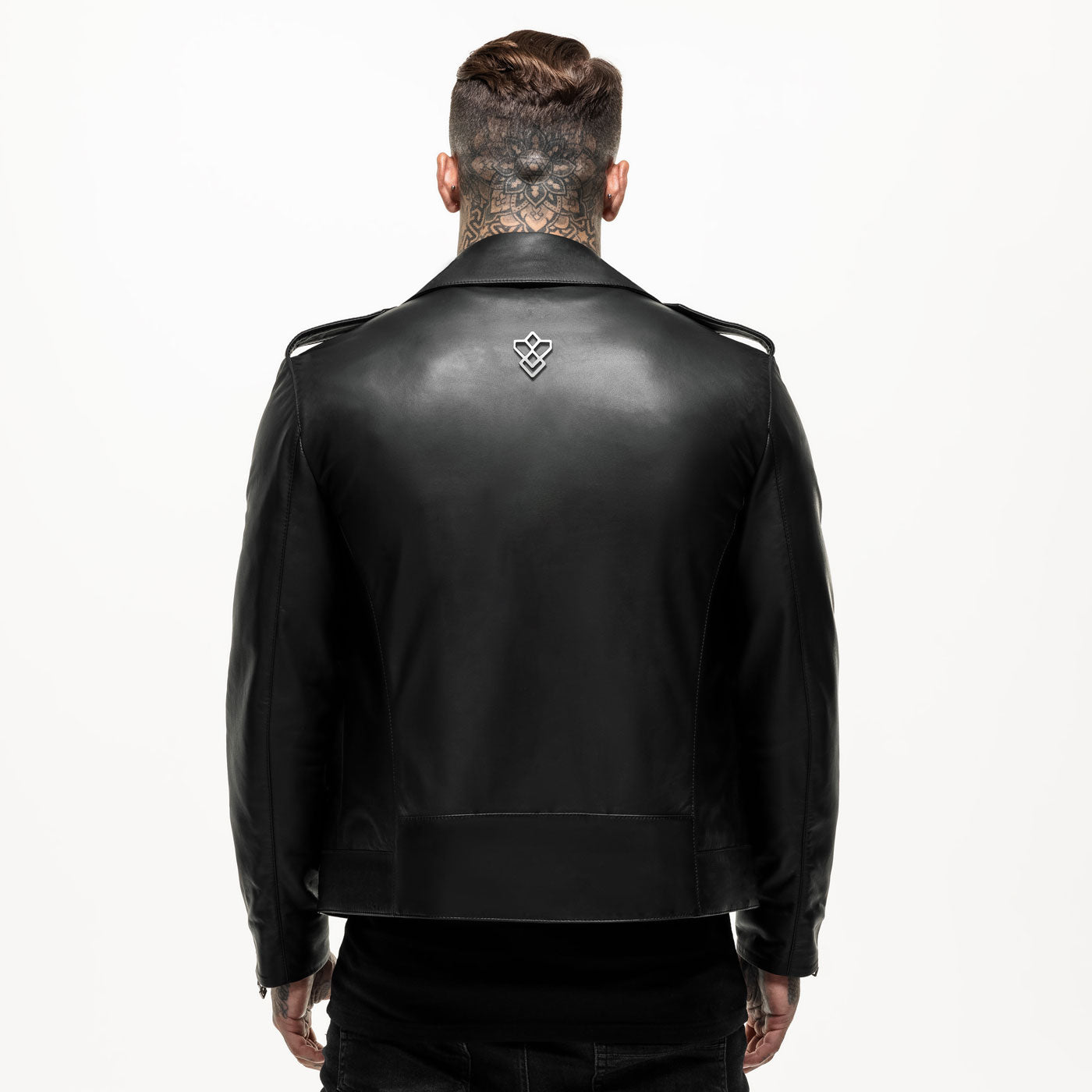 Veste en cuir à motif noir