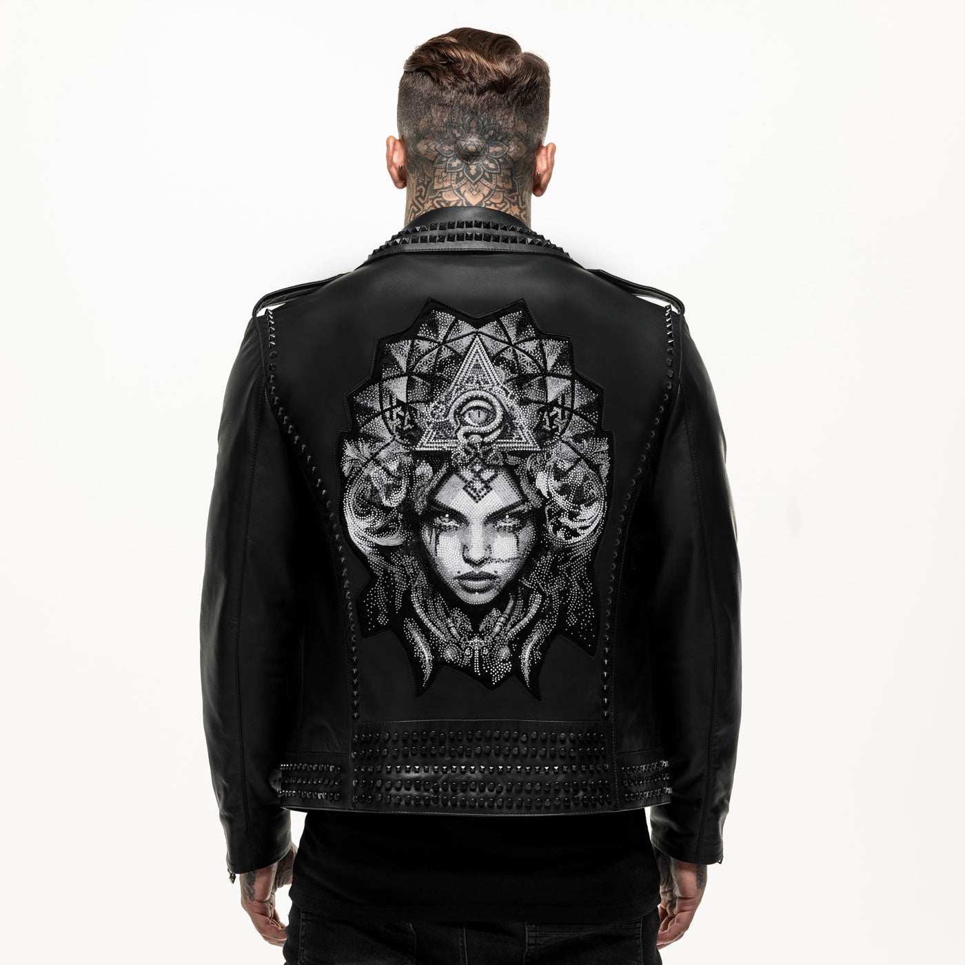 Diamond Illuminati Studded Leather Jacket