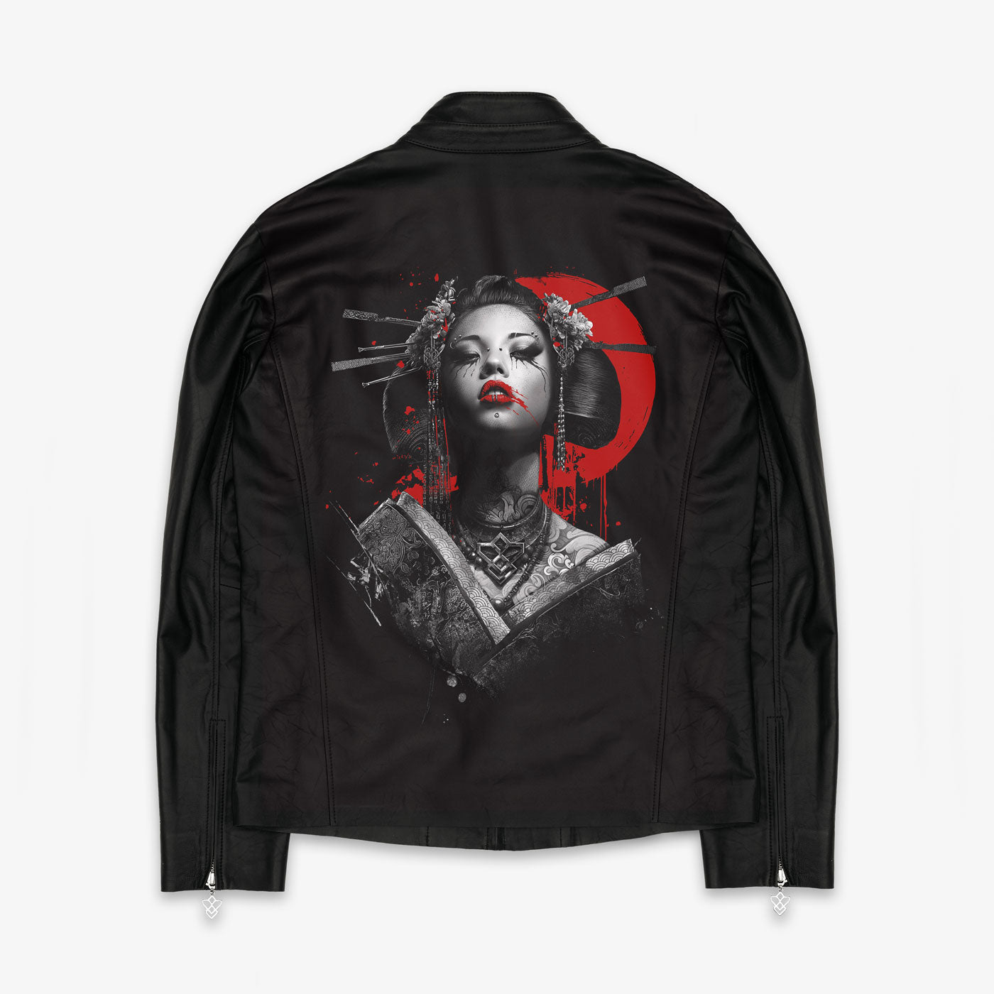 Giacca leggera in pelle nera da geisha
