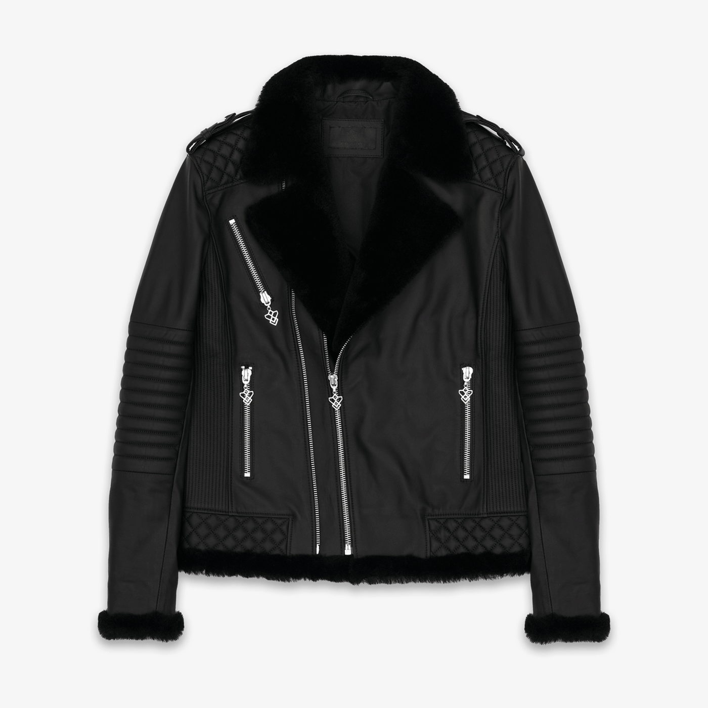 Giacca in pelle nera Shearling ILLUMINATI