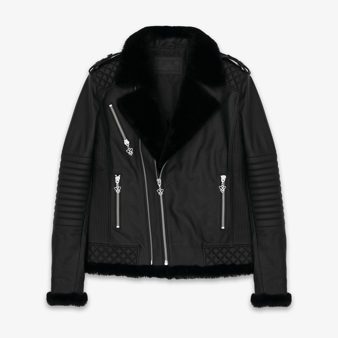 Shearling Panther Black Leather Jacket