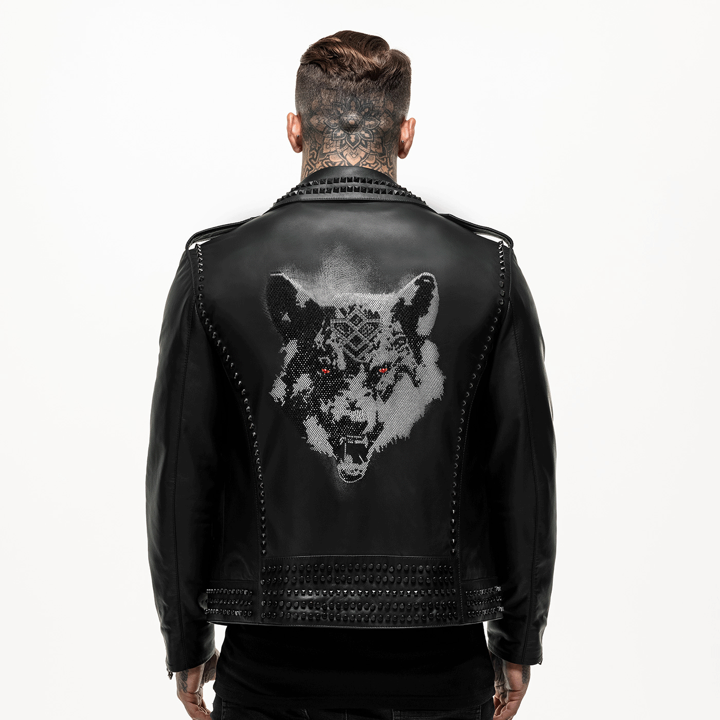Diamond Wolf Studded Leather Jacket