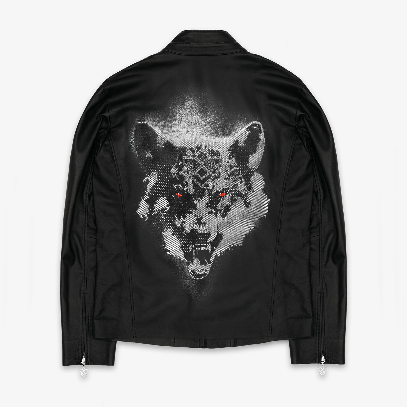 Lightweight Diamond Wolf Black Leather Jacket