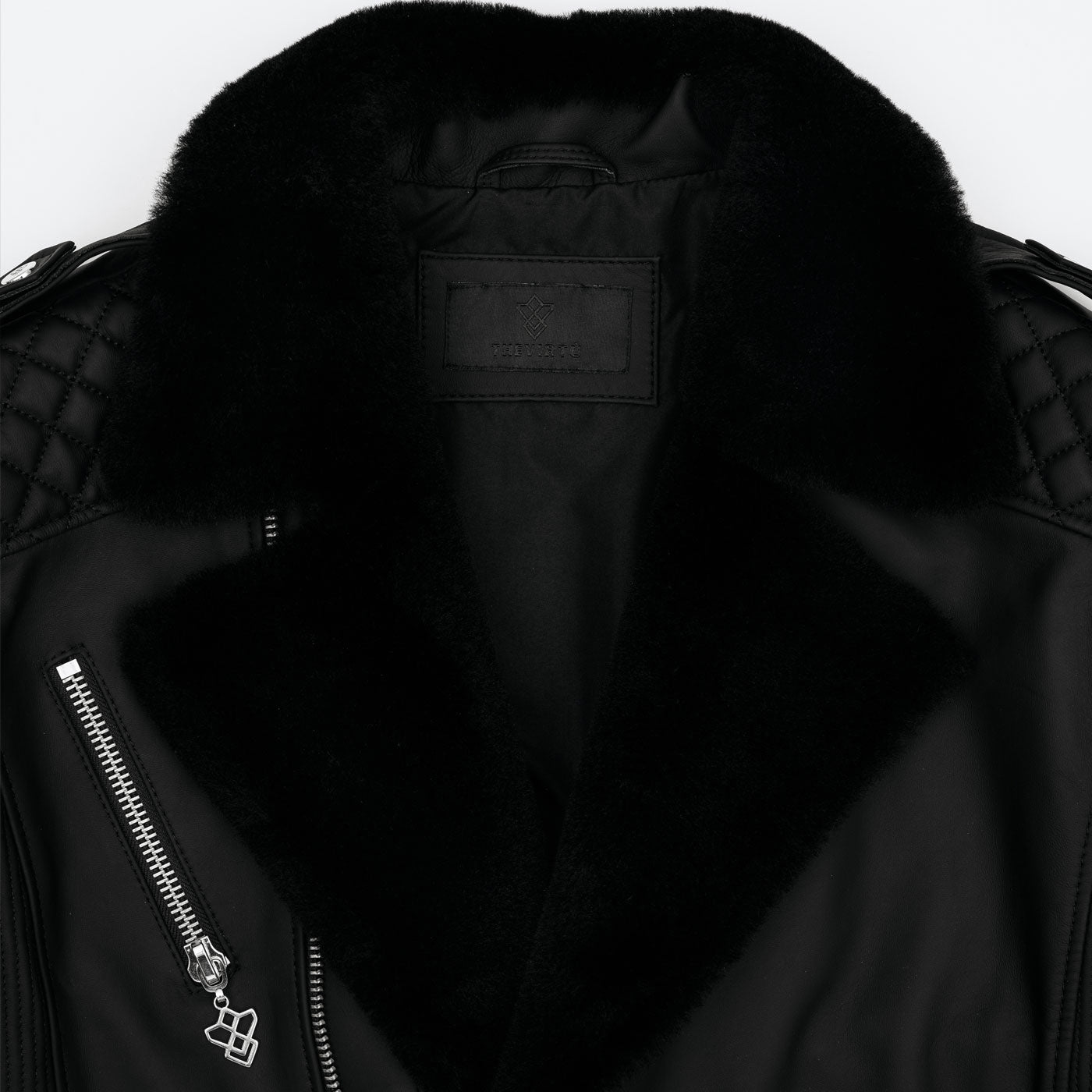 Shearling Virtu Black Leather Jacket