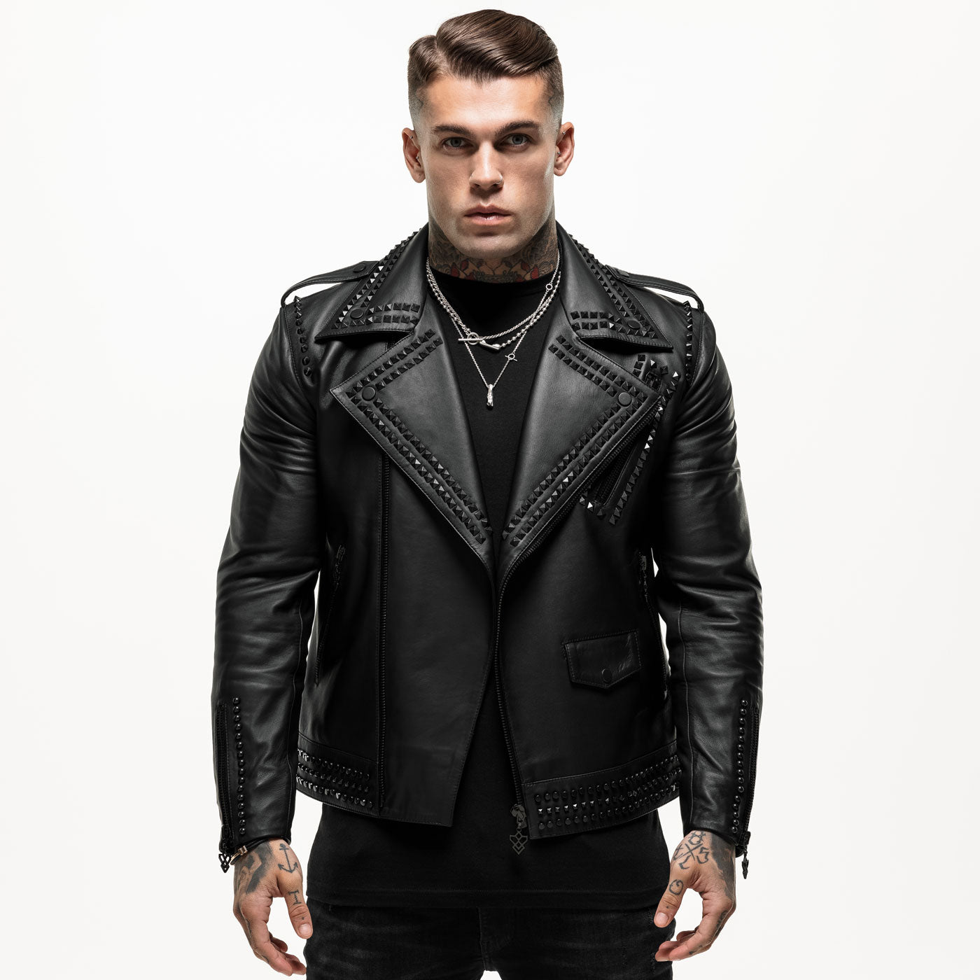 Panther Edition Black Studded Leather Jacket