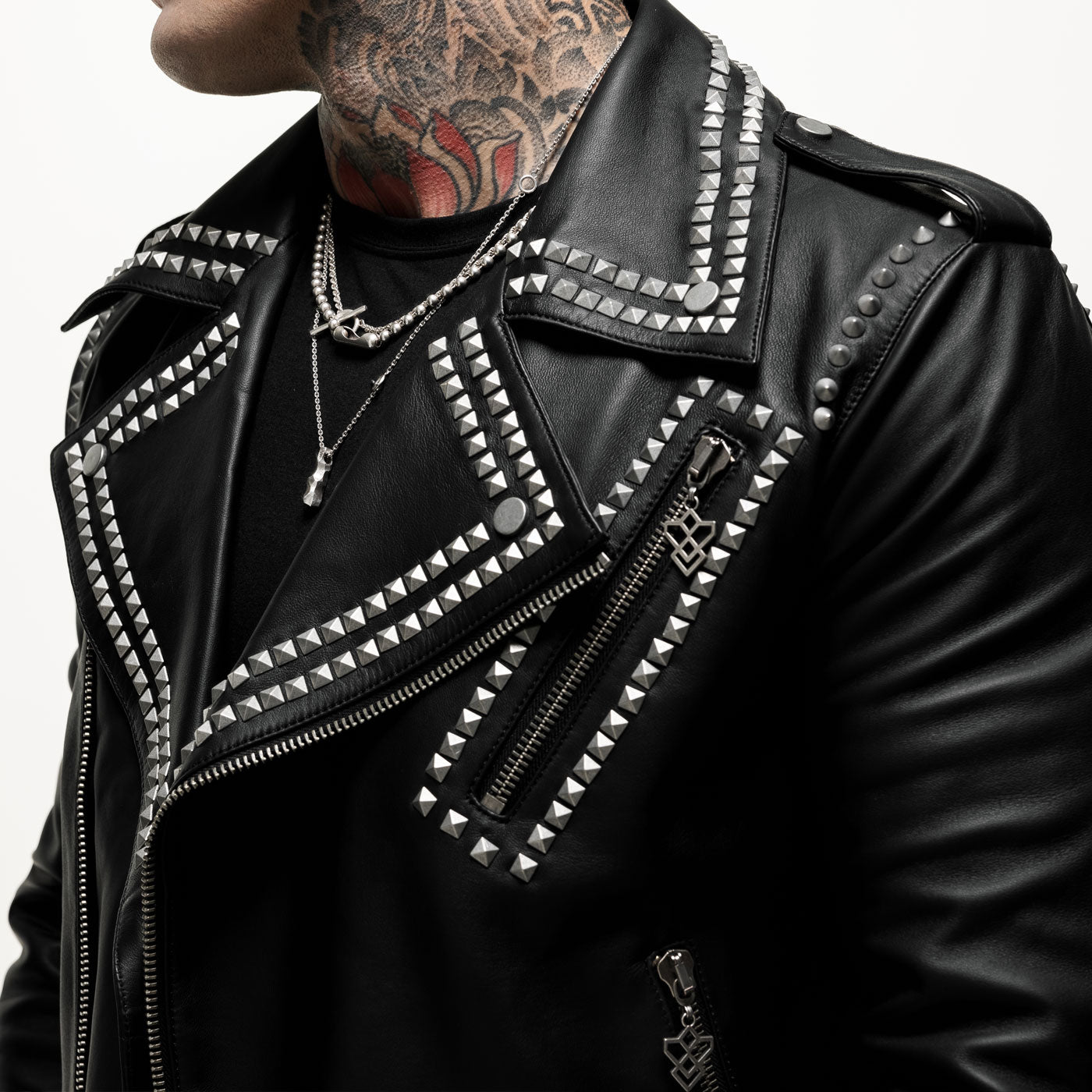 Silver Studded Leather Jacket